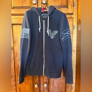 Grunt Style Men’s MEDIUM (Runs Small) Navy Blue Zip Up Hoodie